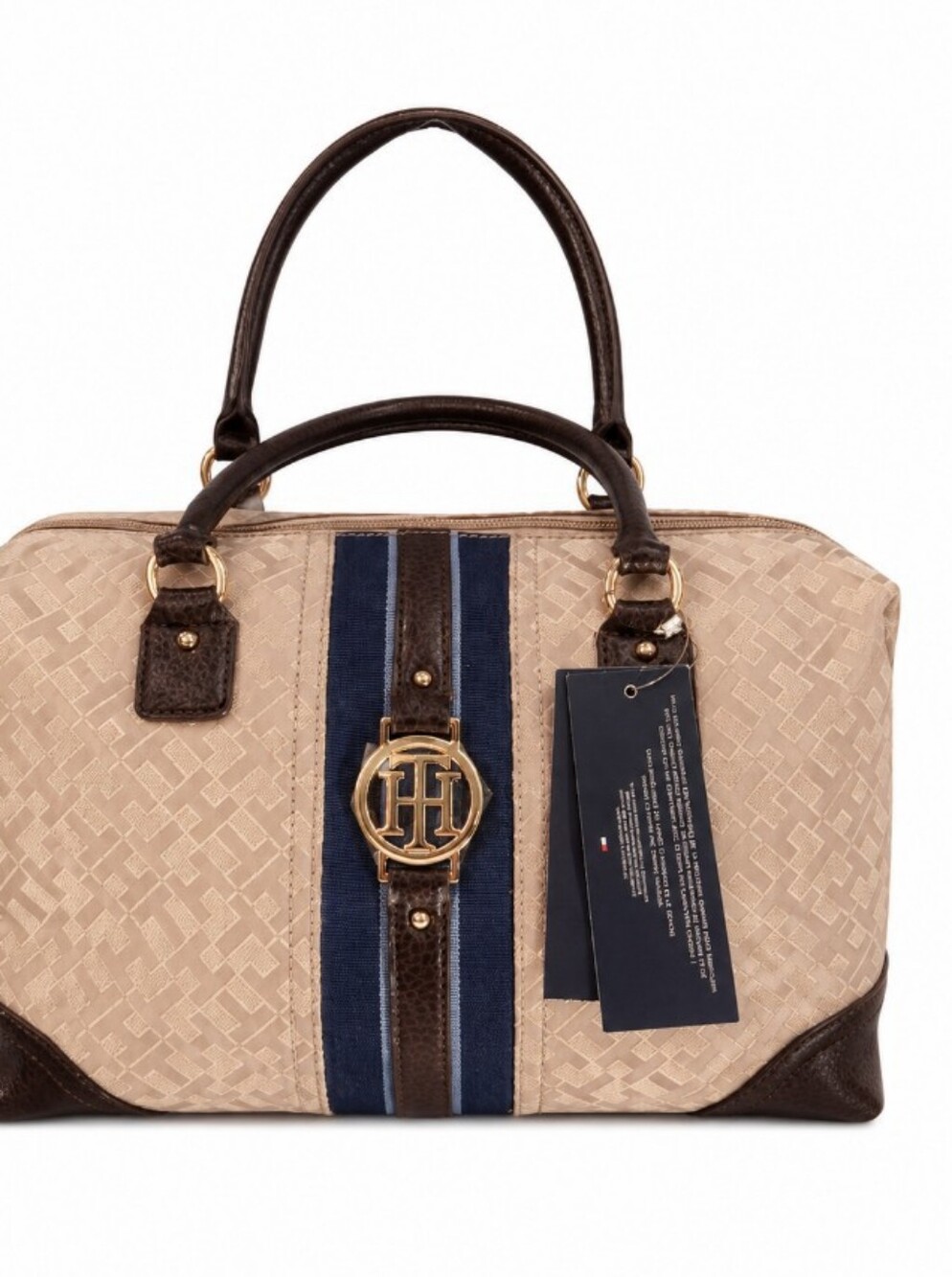 Tommy Hilfiger New Rare Canvas Bowler Satchel Handbag
